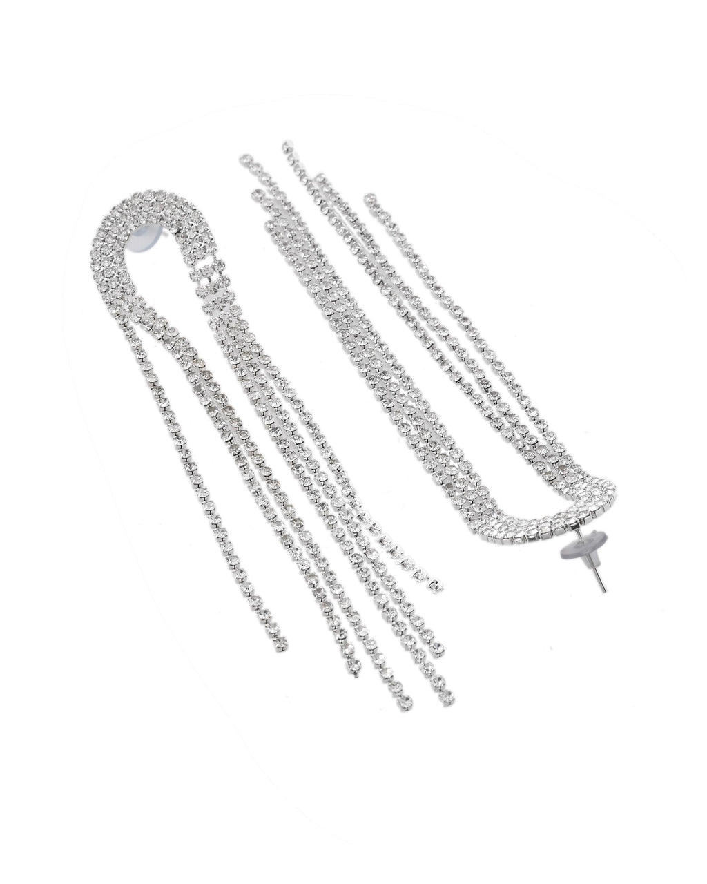 VOJ Silver-Plated Crystals Stone Studded Contemporary Drop Earrings | Grocsy