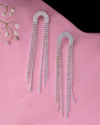 VOJ Silver-Plated Crystals Stone Studded Contemporary Drop Earrings | Grocsy