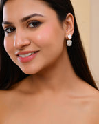 VOJ Stainless Steel Crystal Studded Square Shaped Studs | Grocsy