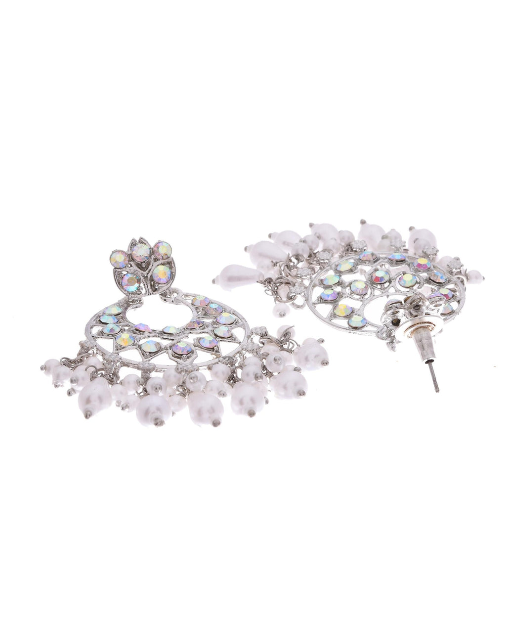 VOJ Silver Plated Stone Studded Studs Earrings | Grocsy