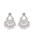 VOJ Silver Plated Stone Studded Studs Earrings | Grocsy