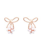 VOJ Rose Gold-Polished Pearl With Bow Shaped Designer Earrings