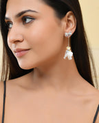 VOJ Silver Plated Bow Drop Earrings
