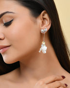 VOJ Silver Plated Bow Drop Earrings