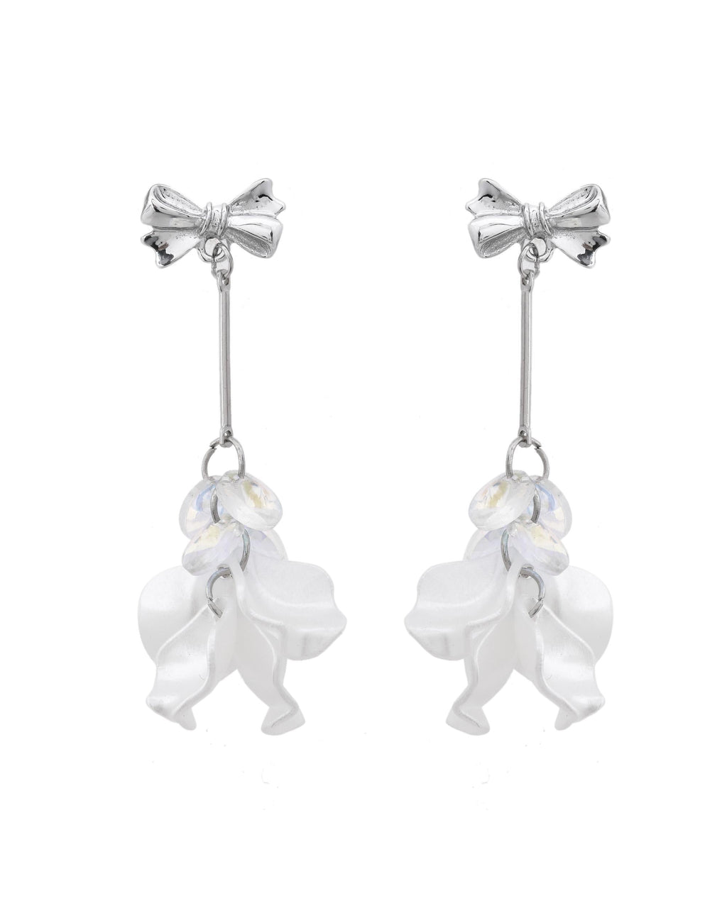 VOJ Silver Plated Bow Drop Earrings