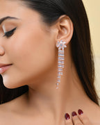 VOJ Gold-Polished Contemporary Drop Earrings