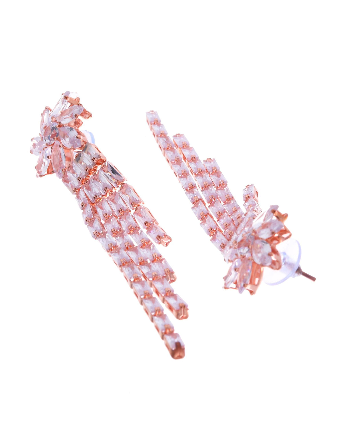 VOJ Gold-Polished Contemporary Drop Earrings