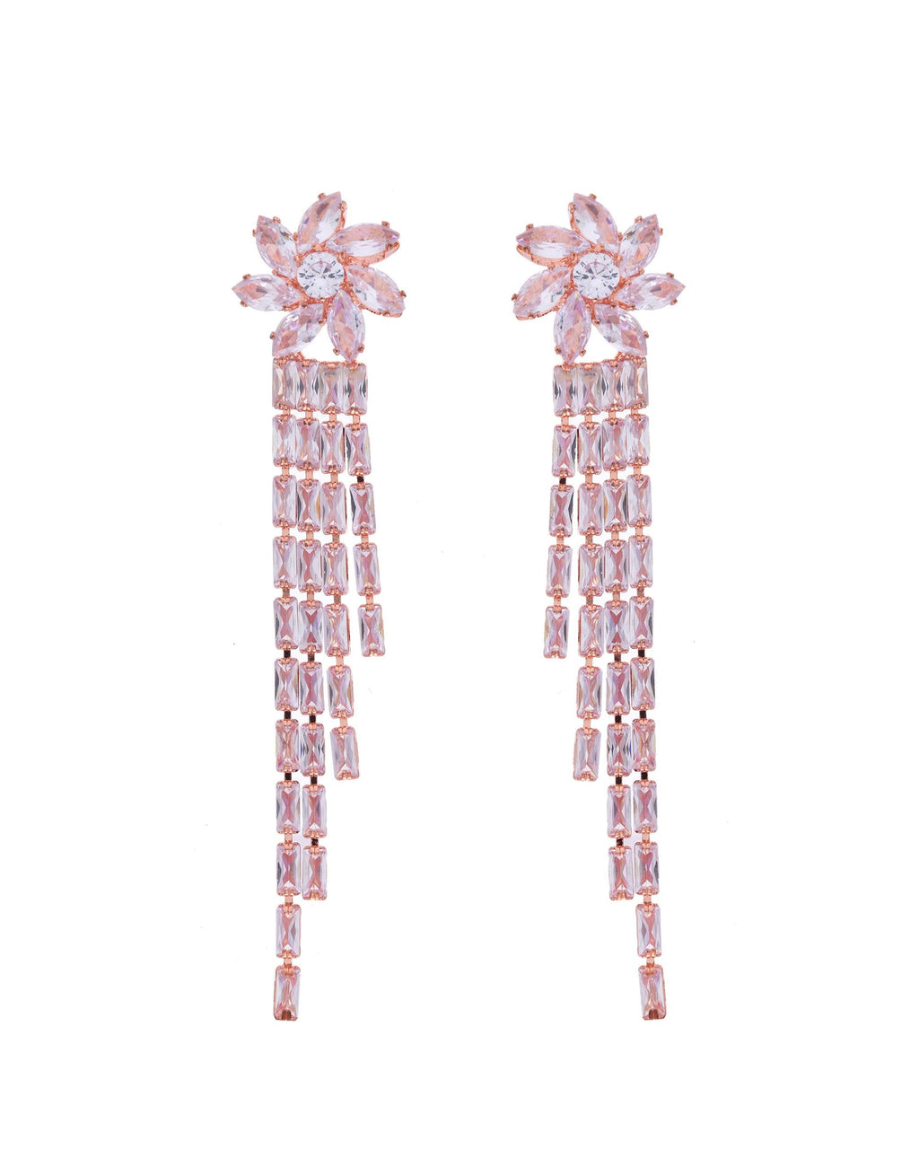 VOJ Gold-Polished Contemporary Drop Earrings