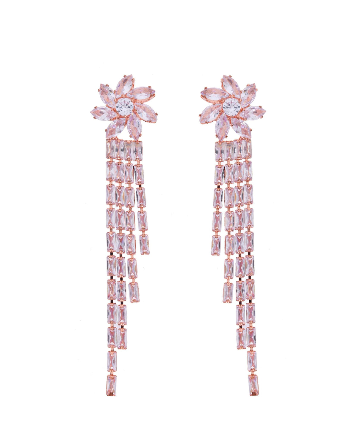 VOJ Gold-Polished Contemporary Drop Earrings