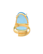 VOJ Gold-Polished Light Blue Stone Studded Ring | Grocsy