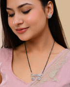VOJ Silver Plated Ad Stone Studded Designer Mangalsutra Set | Grocsy