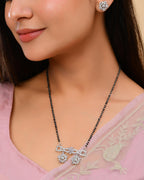VOJ Silver Plated Ad Stone Studded Designer Mangalsutra Set | Grocsy