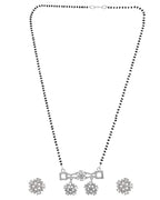 VOJ Silver Plated Ad Stone Studded Designer Mangalsutra Set | Grocsy