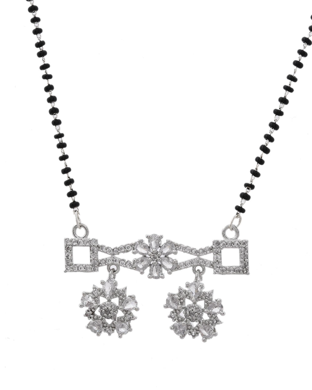 VOJ Silver Plated Ad Stone Studded Designer Mangalsutra Set | Grocsy