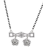VOJ Silver Plated Ad Stone Studded Designer Mangalsutra Set | Grocsy