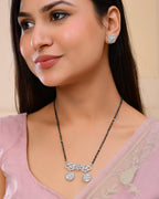 VOJ Silver Plated Ad Stone Studded Designer Mangalsutra Set | Grocsy