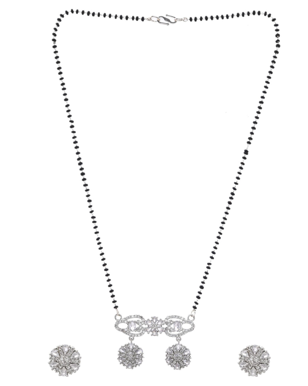 VOJ Silver Plated Ad Stone Studded Designer Mangalsutra Set | Grocsy