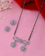 VOJ Silver Plated Ad Stone Studded Designer Mangalsutra Set | Grocsy