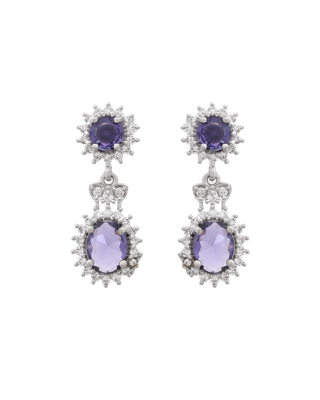 VOJ Silver Plated Blue Ad Stone Studded Jewellery Set