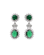 VOJ Silver Plated Green Ad Stone Studded Necklace With Earrings Set | Grocsy