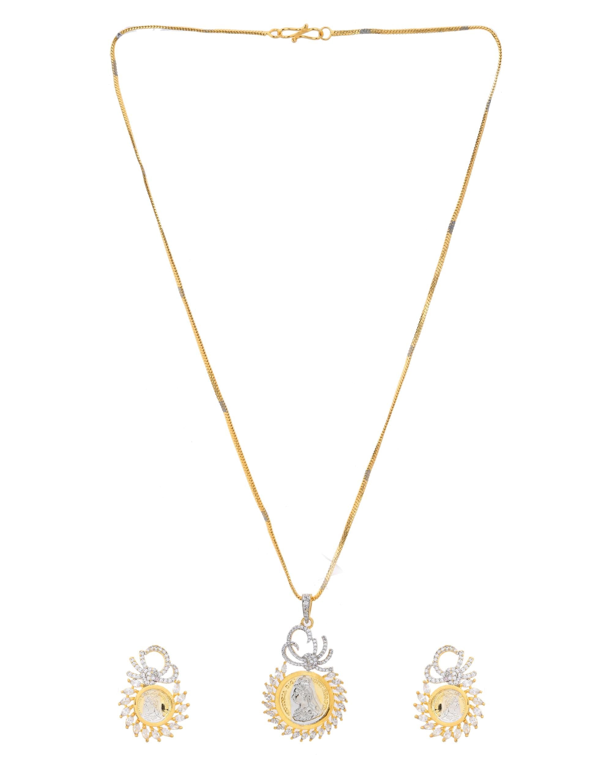 VOJ Dual Toned Ad-Studded Crown Chain Set | Grocsy