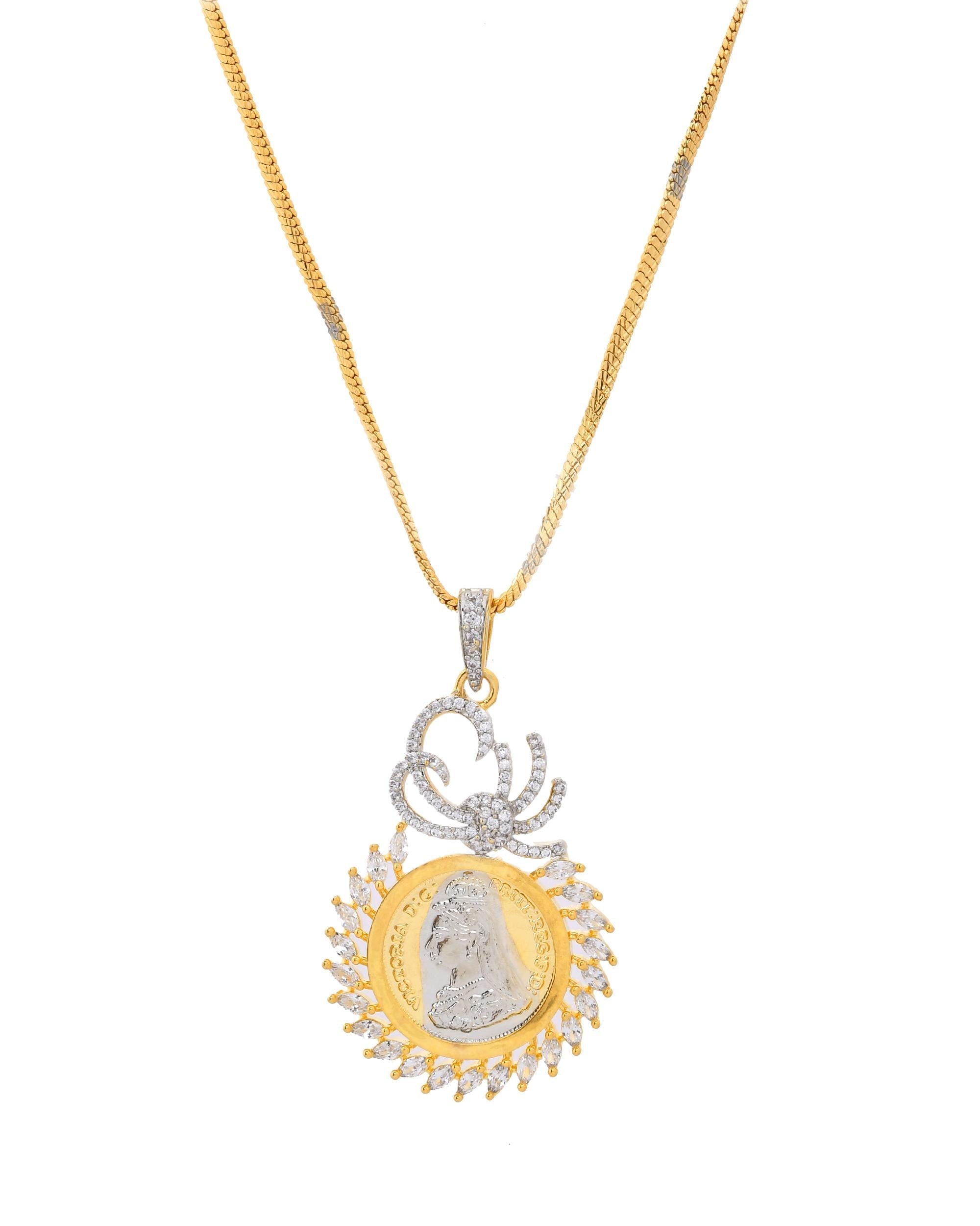 VOJ Dual Toned Ad-Studded Crown Chain Set | Grocsy