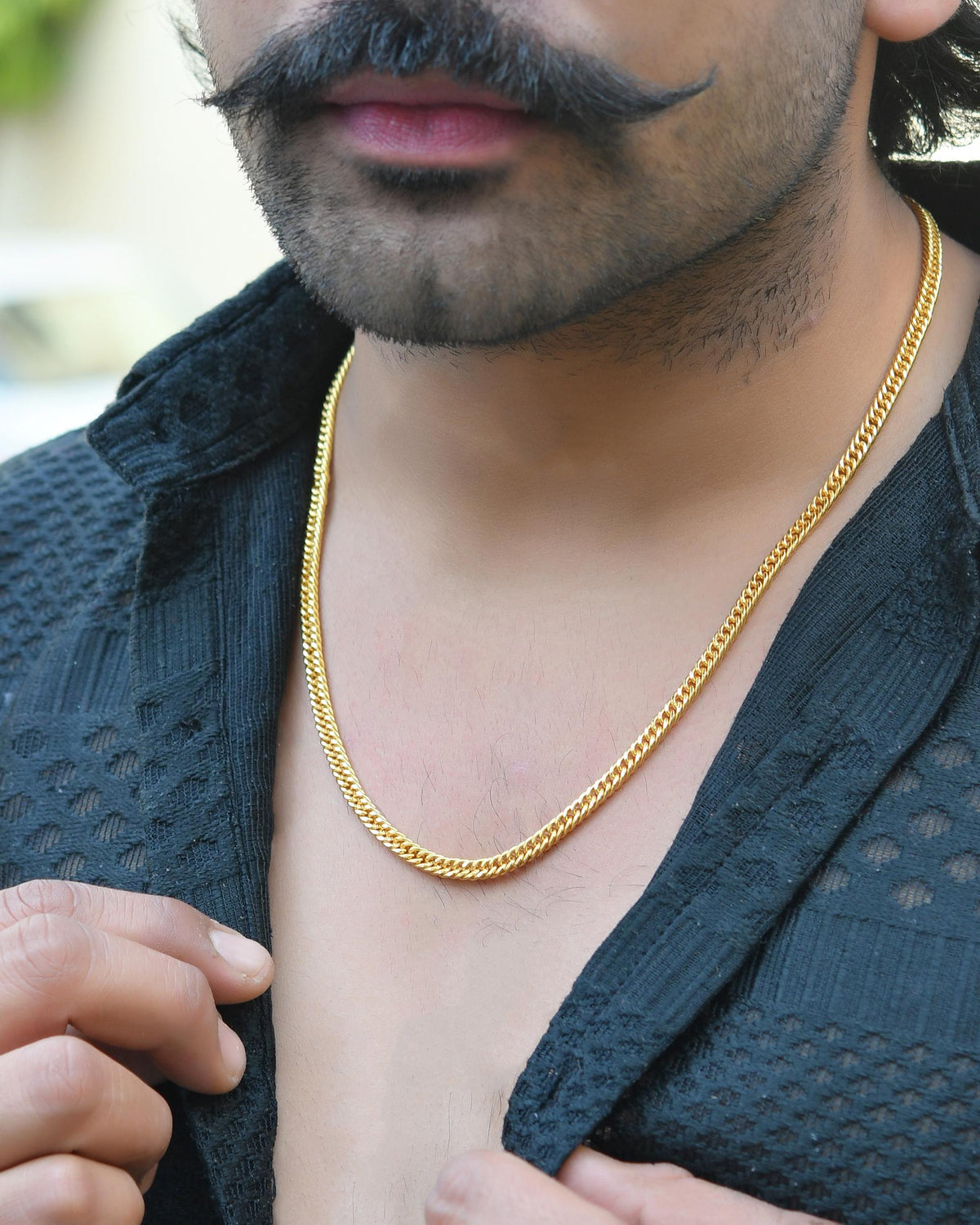 VOJ Gold-Polished Designer Men Chain | Grocsy