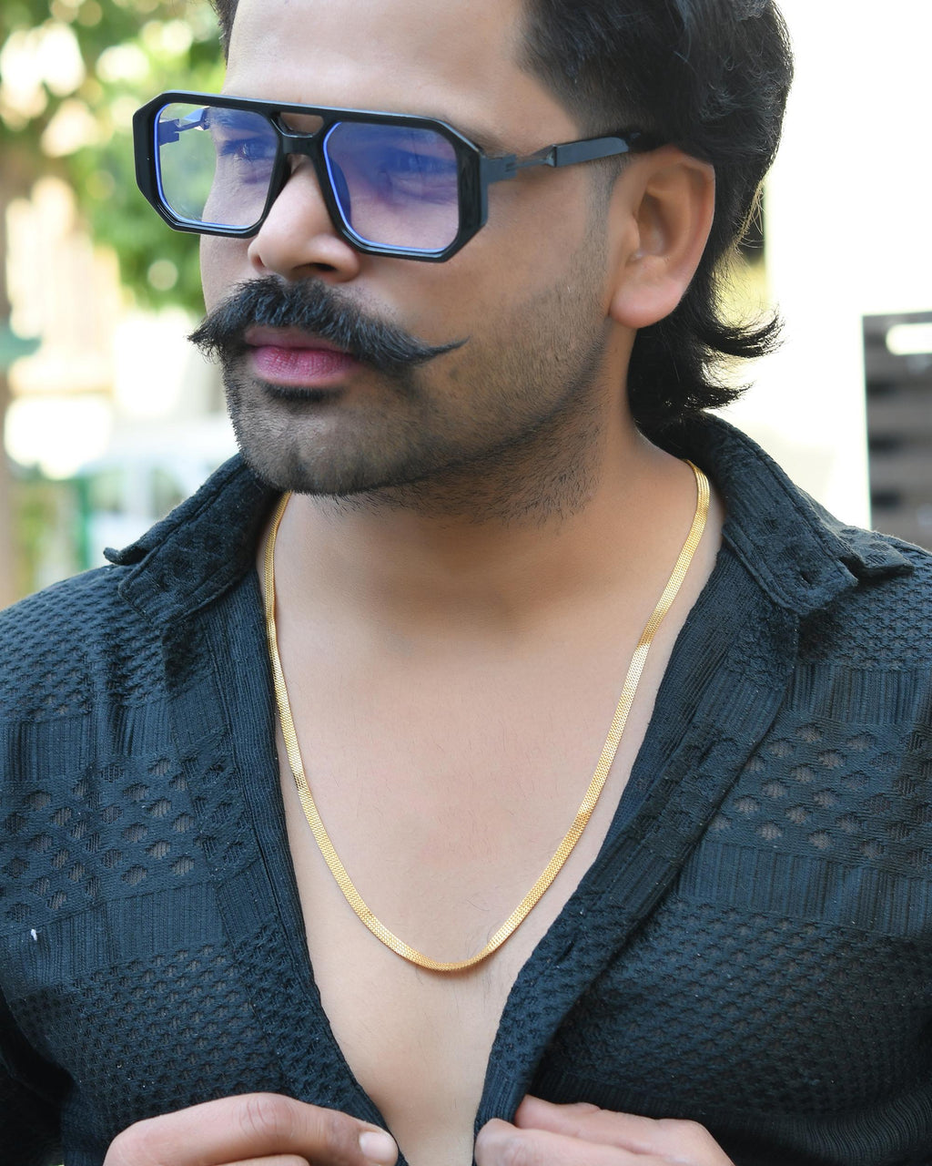 VOJ Gold-Polished Designer Box Men Chain | Grocsy