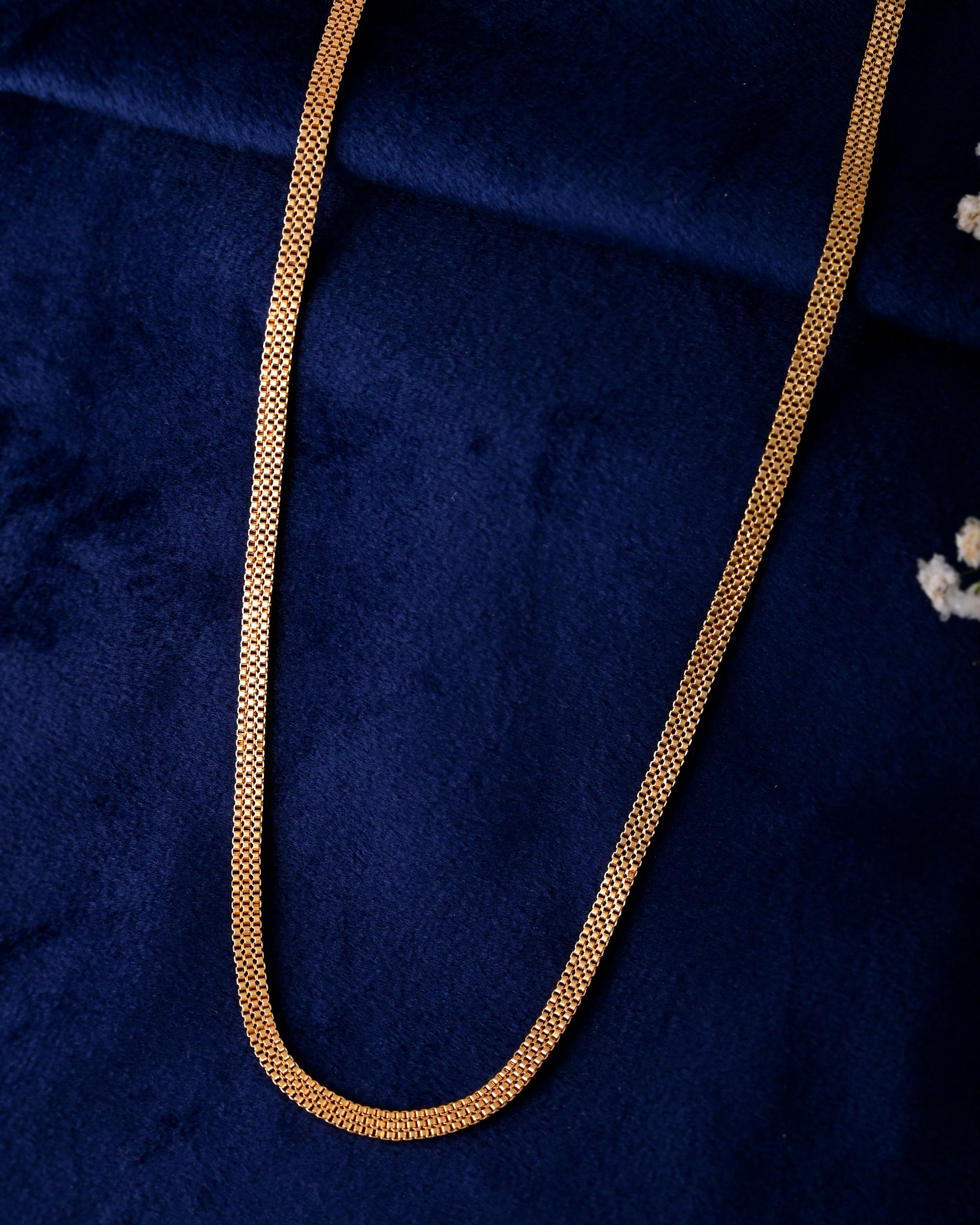 VOJ Gold-Polished Designer Box Men Chain | Grocsy