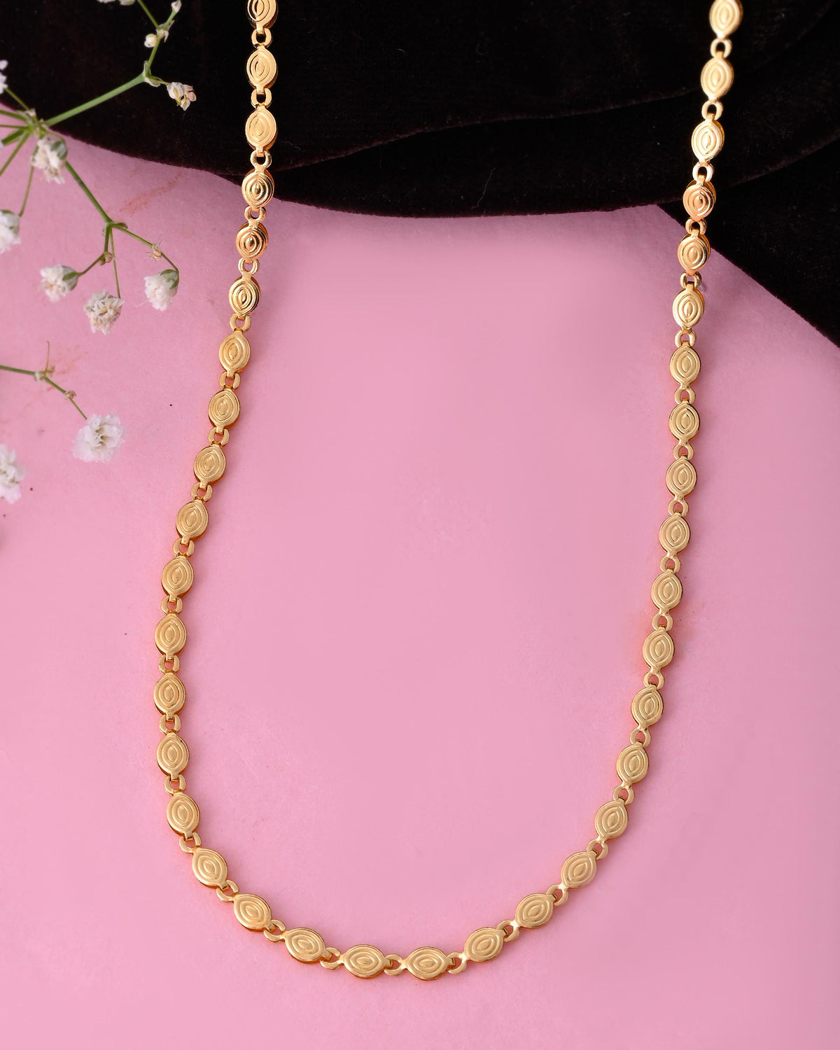 VOJ Gold-Polished Designer Oval Women Chain | Grocsy