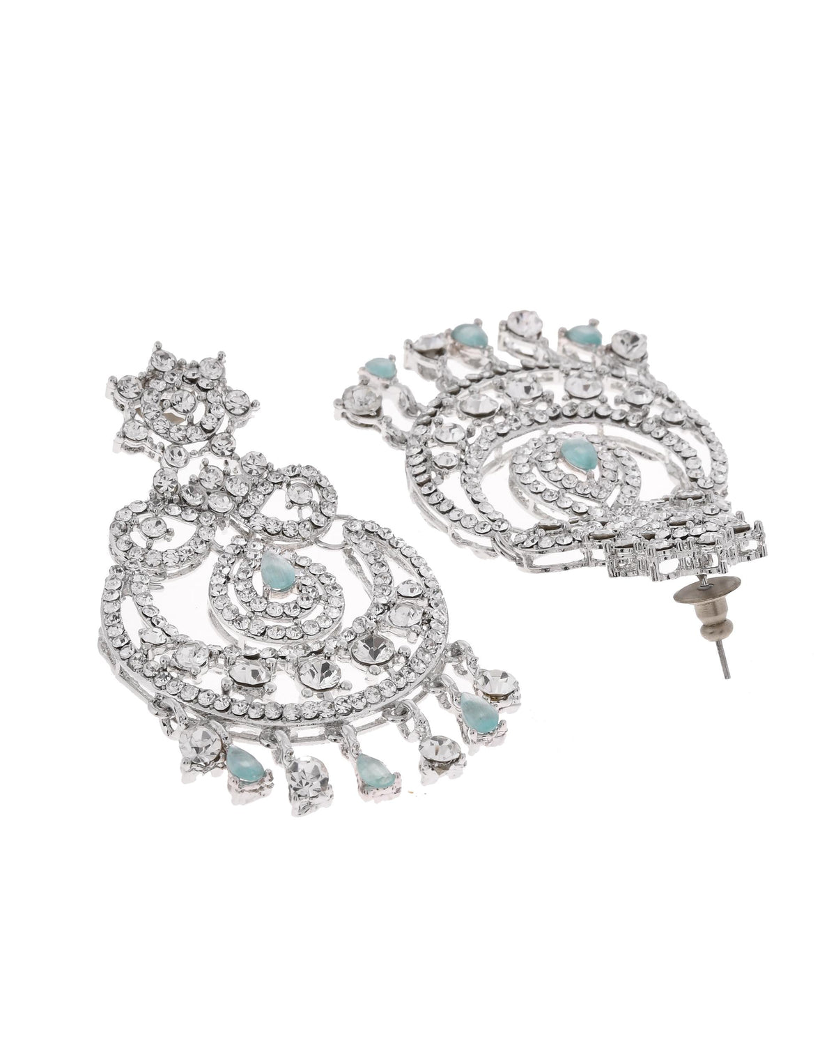 VOJ Silver-Plated American Diamond Studded Jewellery Set