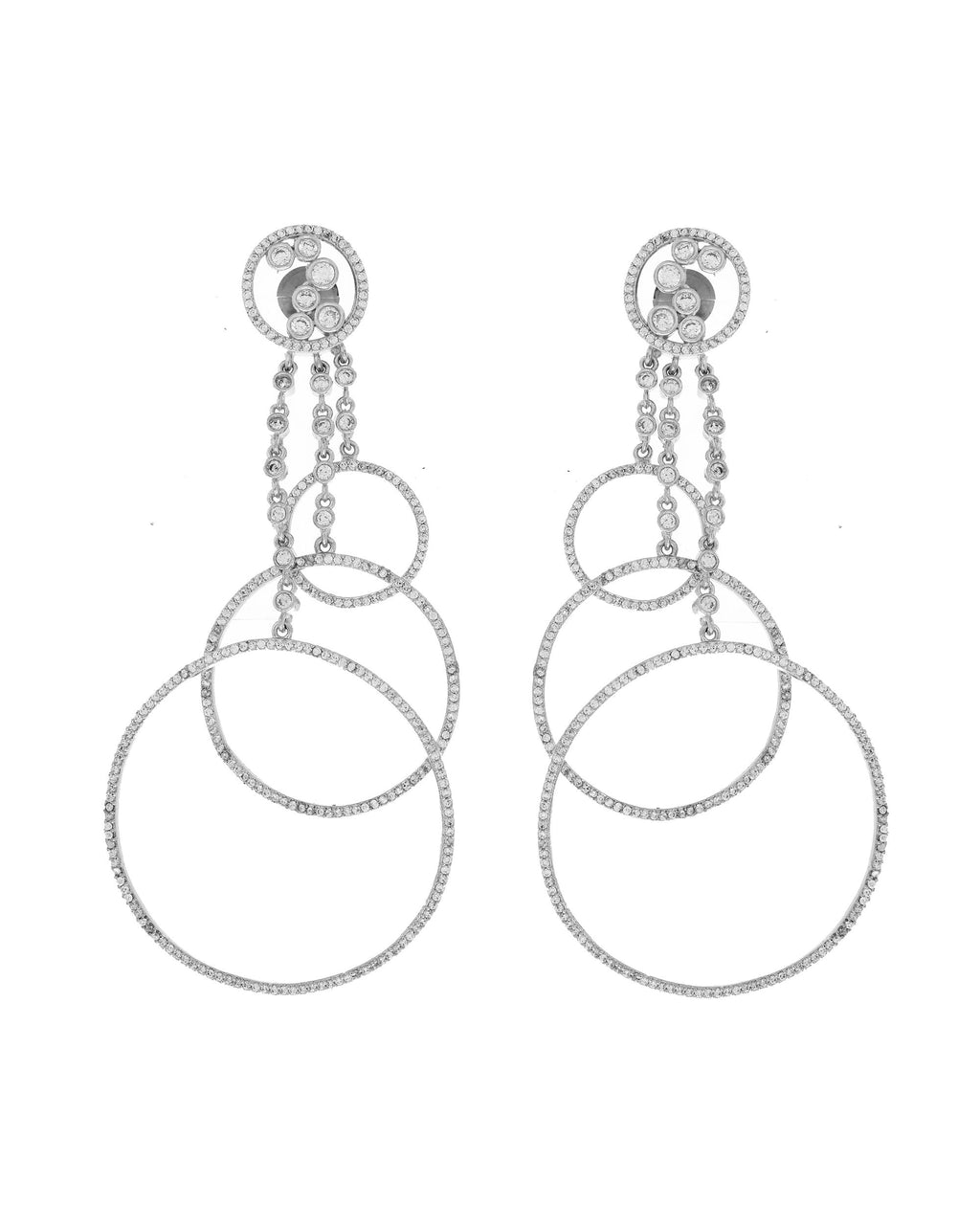 VOJ Silver Plated Ad Stone Studded Crescent Shaped Long Drop Earrings