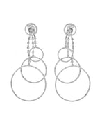 VOJ Silver Plated Ad Stone Studded Crescent Shaped Long Drop Earrings