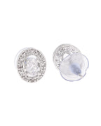 VOJ Silver Plated Ad-Studded Pendant With Chain And Earrings Set
