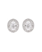 VOJ Silver Plated Ad-Studded Pendant With Chain And Earrings Set