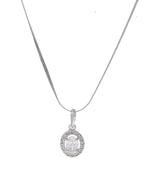 VOJ Silver Plated Ad-Studded Pendant With Chain And Earrings Set