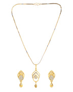 VOJ Gold-Polished AD Stone Studded Designer Chain Set | Grocsy