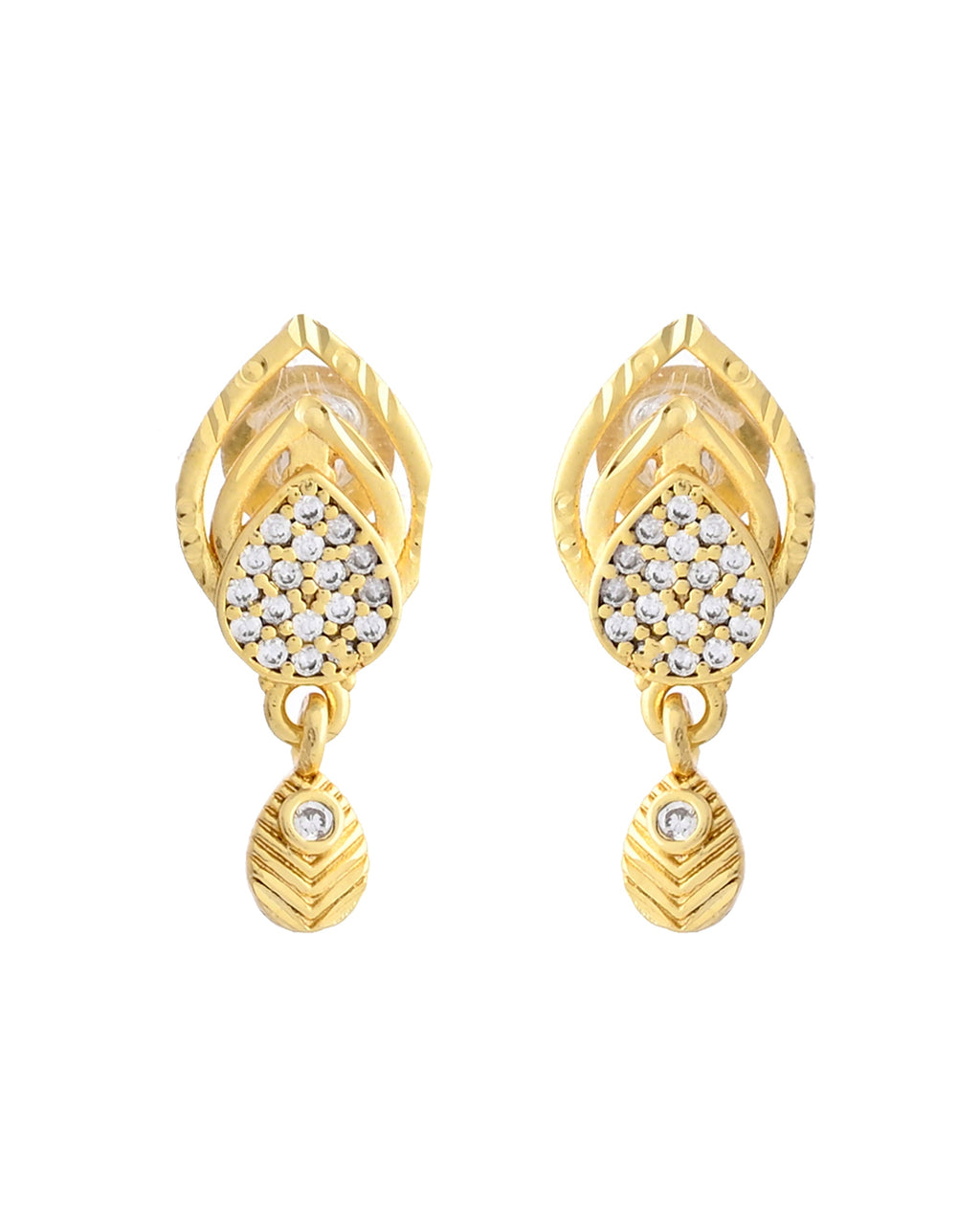 VOJ Gold-Polished AD Stone Studded Designer Chain Set | Grocsy