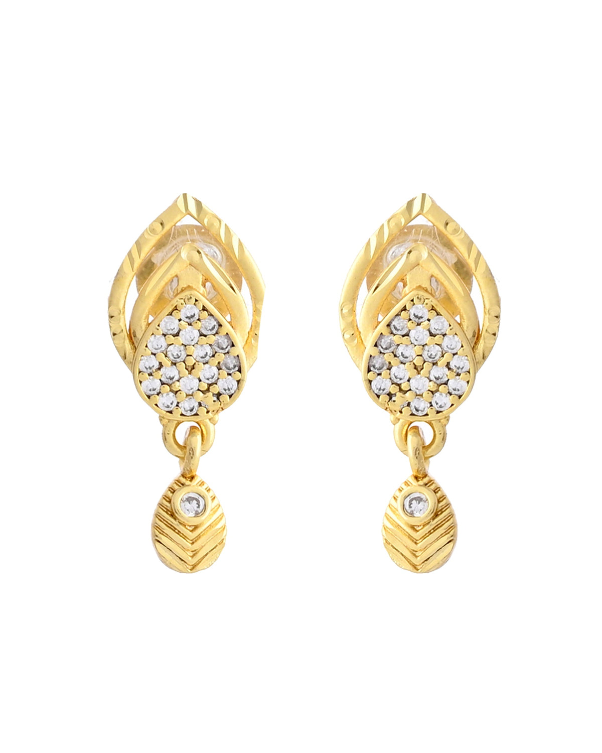 VOJ Gold-Polished AD Stone Studded Designer Chain Set | Grocsy