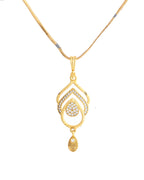 VOJ Gold-Polished AD Stone Studded Designer Chain Set | Grocsy