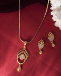 VOJ Gold-Polished AD Stone Studded Designer Chain Set | Grocsy