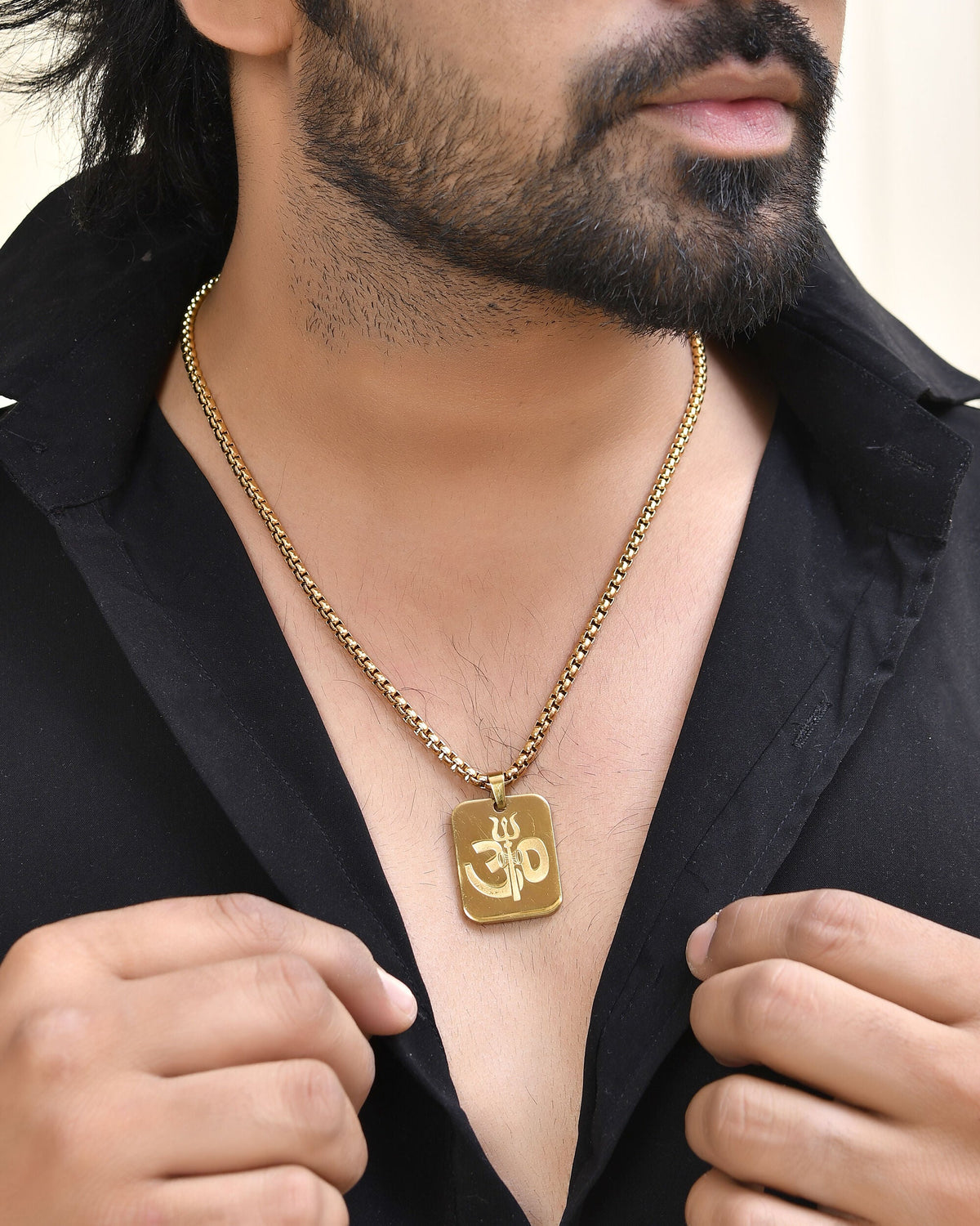 VOJ Gold Toned Men Chain With OM Pandent | Grocsy
