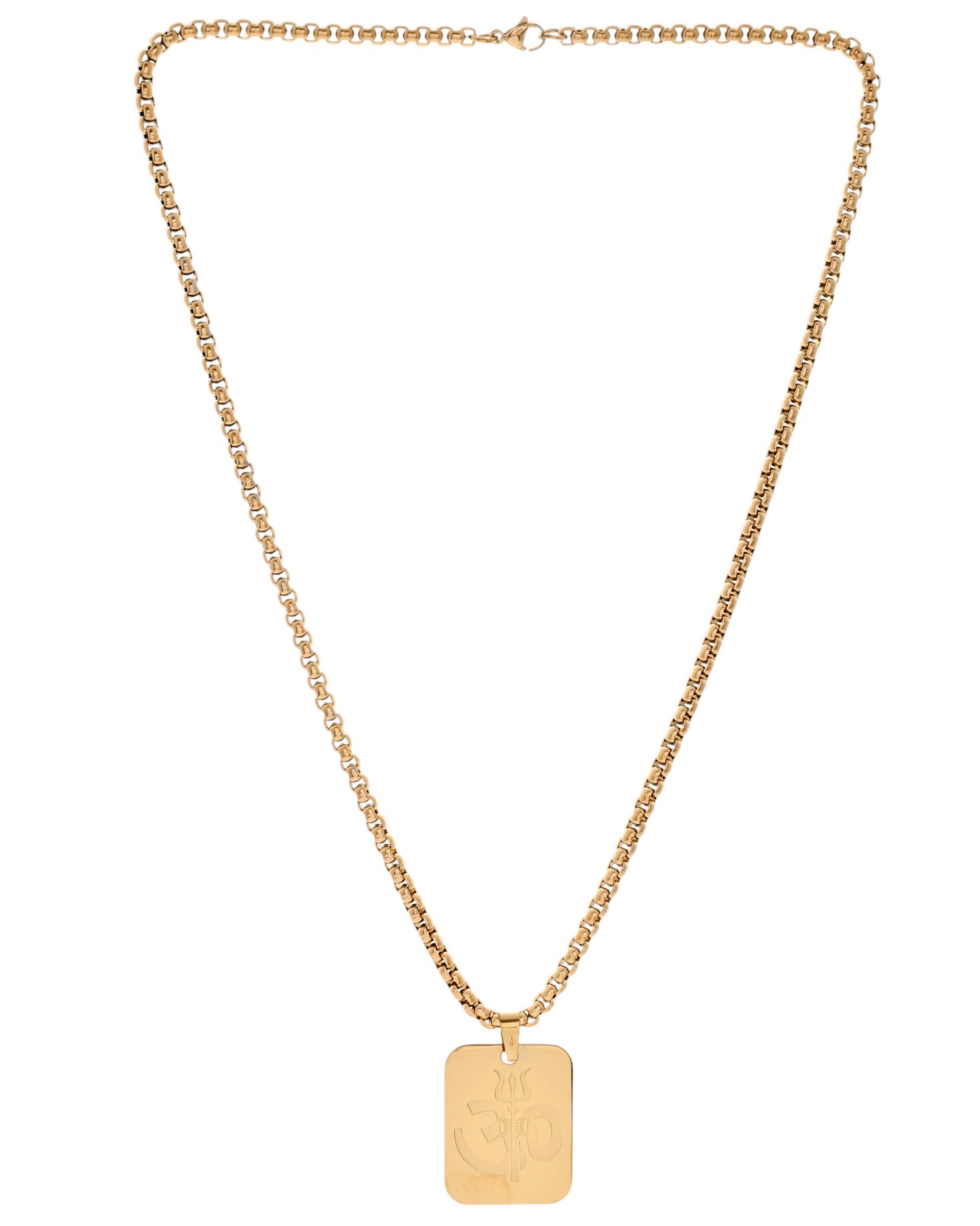 VOJ Gold Toned Men Chain With OM Pandent | Grocsy