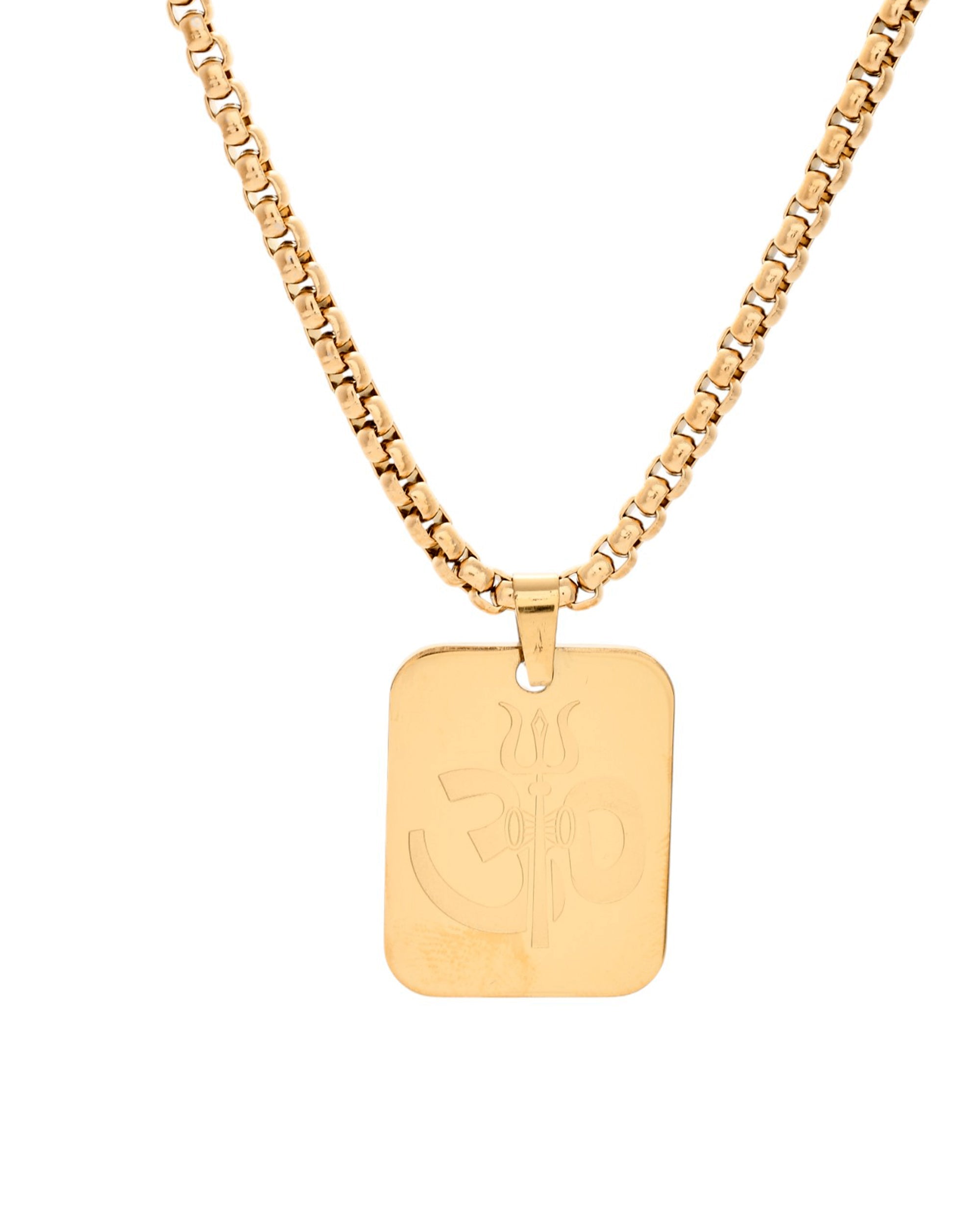 VOJ Gold Toned Men Chain With OM Pandent | Grocsy