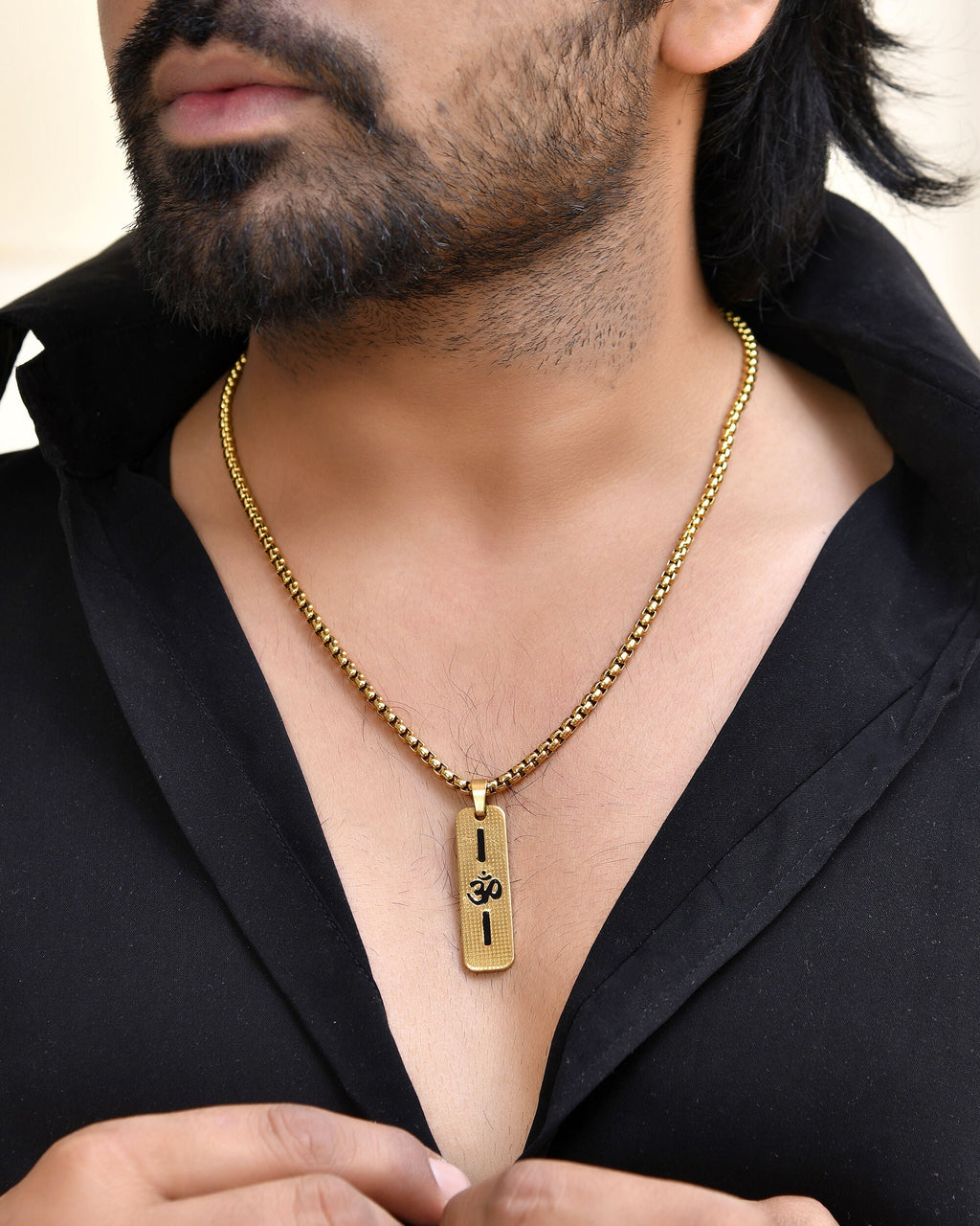 VOJ Men's Gold-Polished Chain With Pandent | Grocsy
