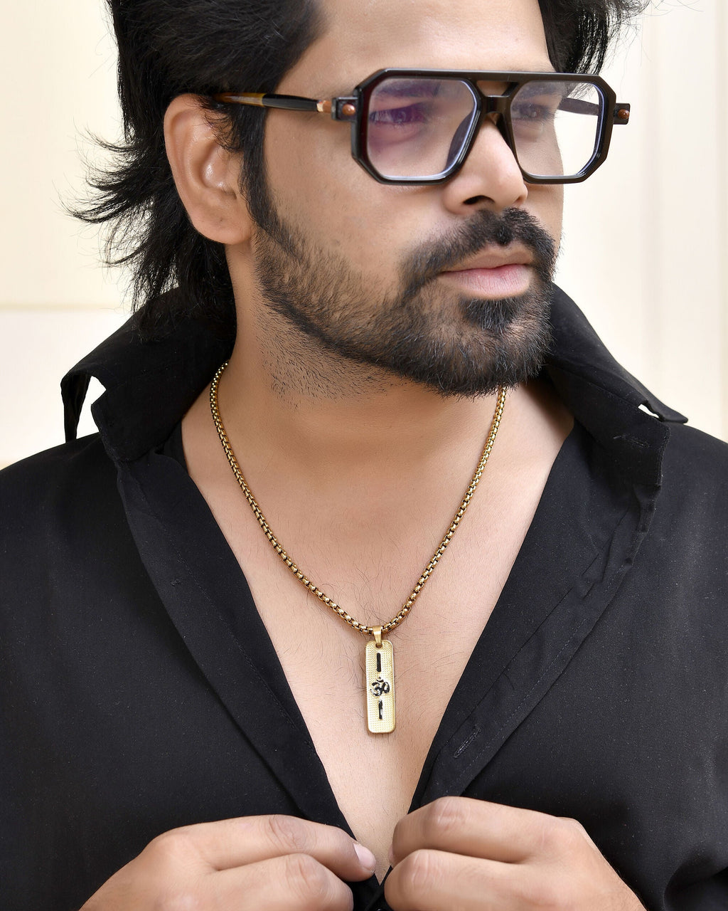 VOJ Men's Gold-Polished Chain With Pandent | Grocsy