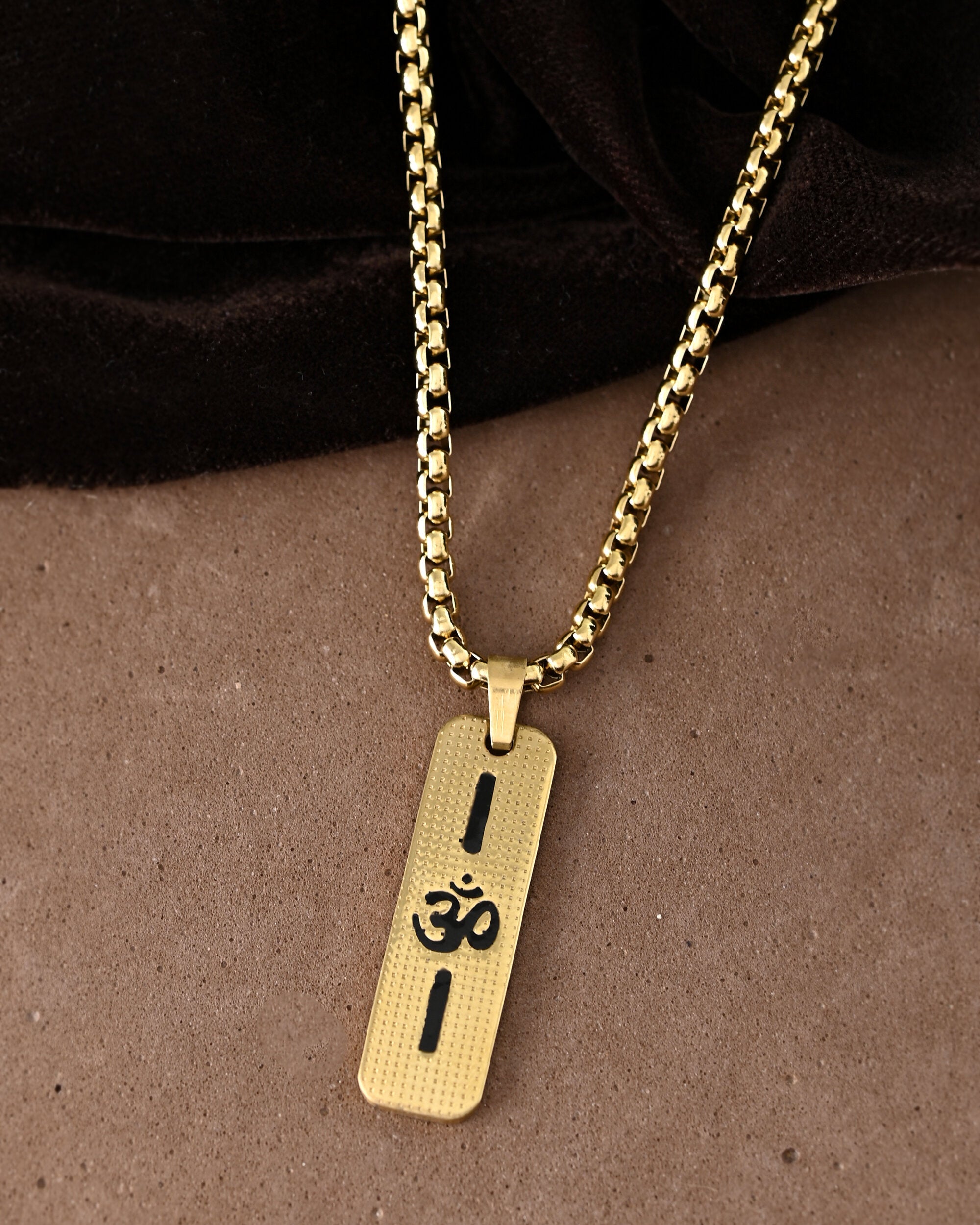 VOJ Men's Gold-Polished Chain With Pandent | Grocsy
