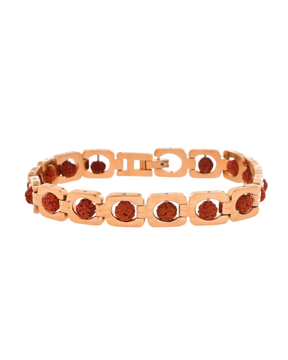 VOJ Men's Gold Toned Rudraksha Bracelet | Grocsy