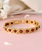 VOJ Men's Gold Toned Rudraksha Bracelet | Grocsy