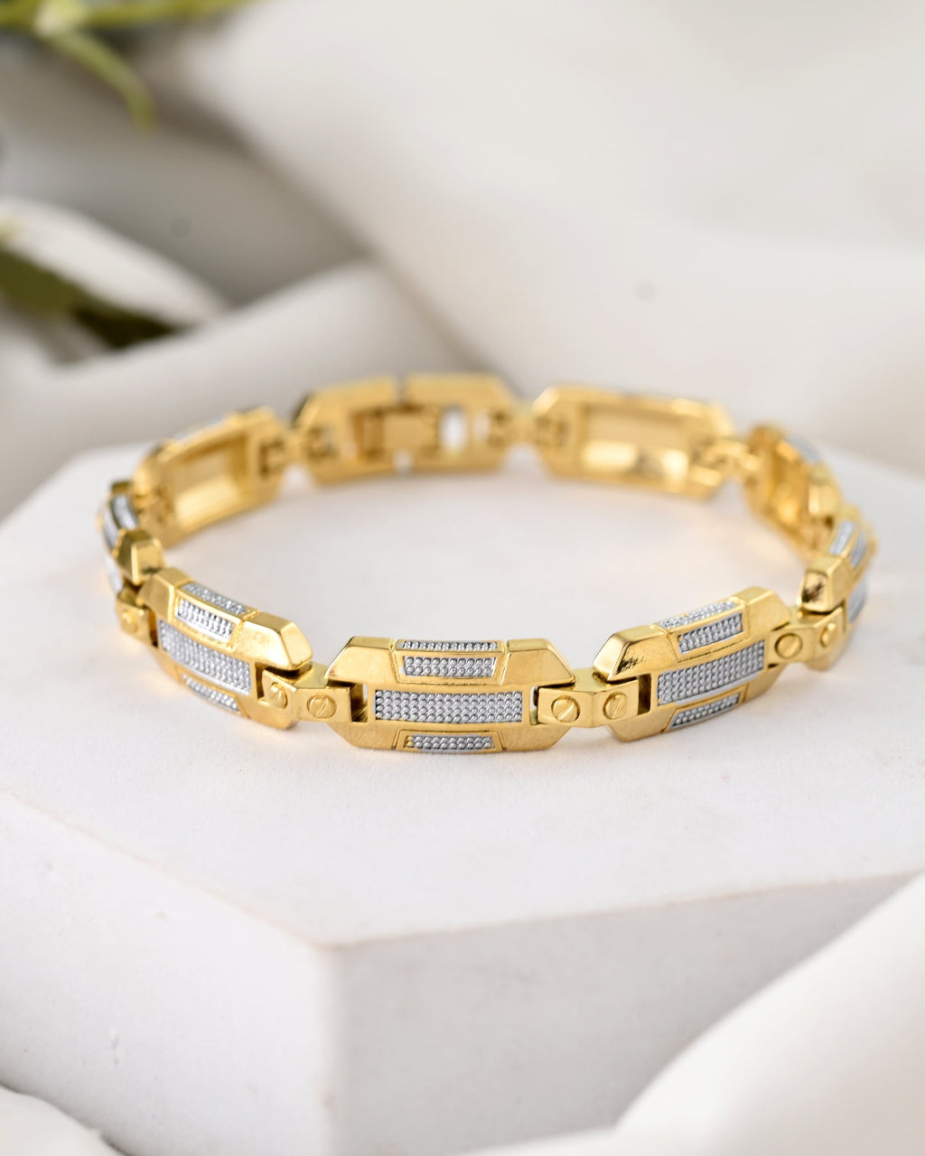 VOJ Men's Dual Toned Stylish Bracelet